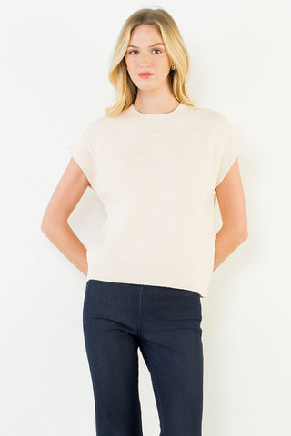 (THML) The Giselle Knitted Short Sleeve Sweater-Cream