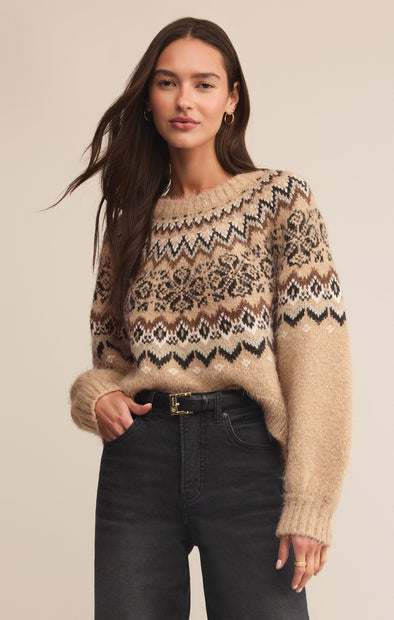 (Z Supply) The Kenaby Fair Isle Sweater-Oatmeal